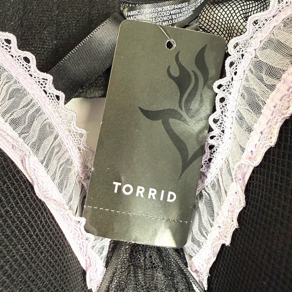 NWT TORRID Black Sheer Mesh Lace Trim Padded Babydoll Lingerie Boudoir Size 2X - Picture 9 of 11